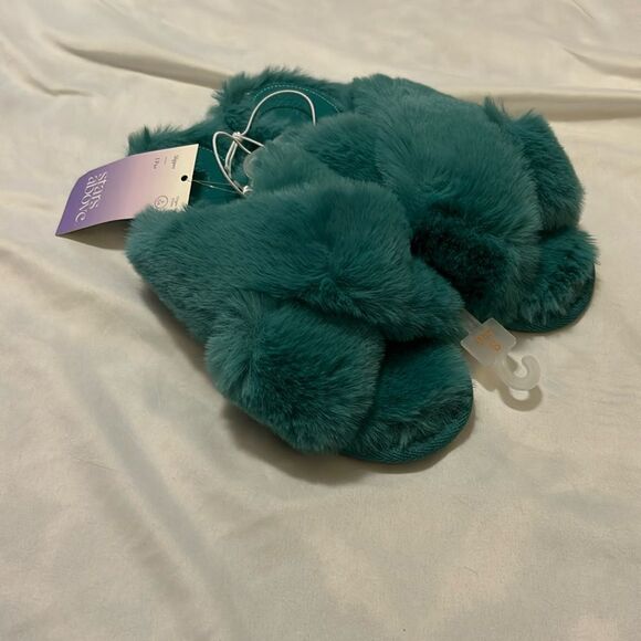 stars above Shoes - NWT Stars Above Fur Slippers Turquoise Paris Green Crossband size 5/6